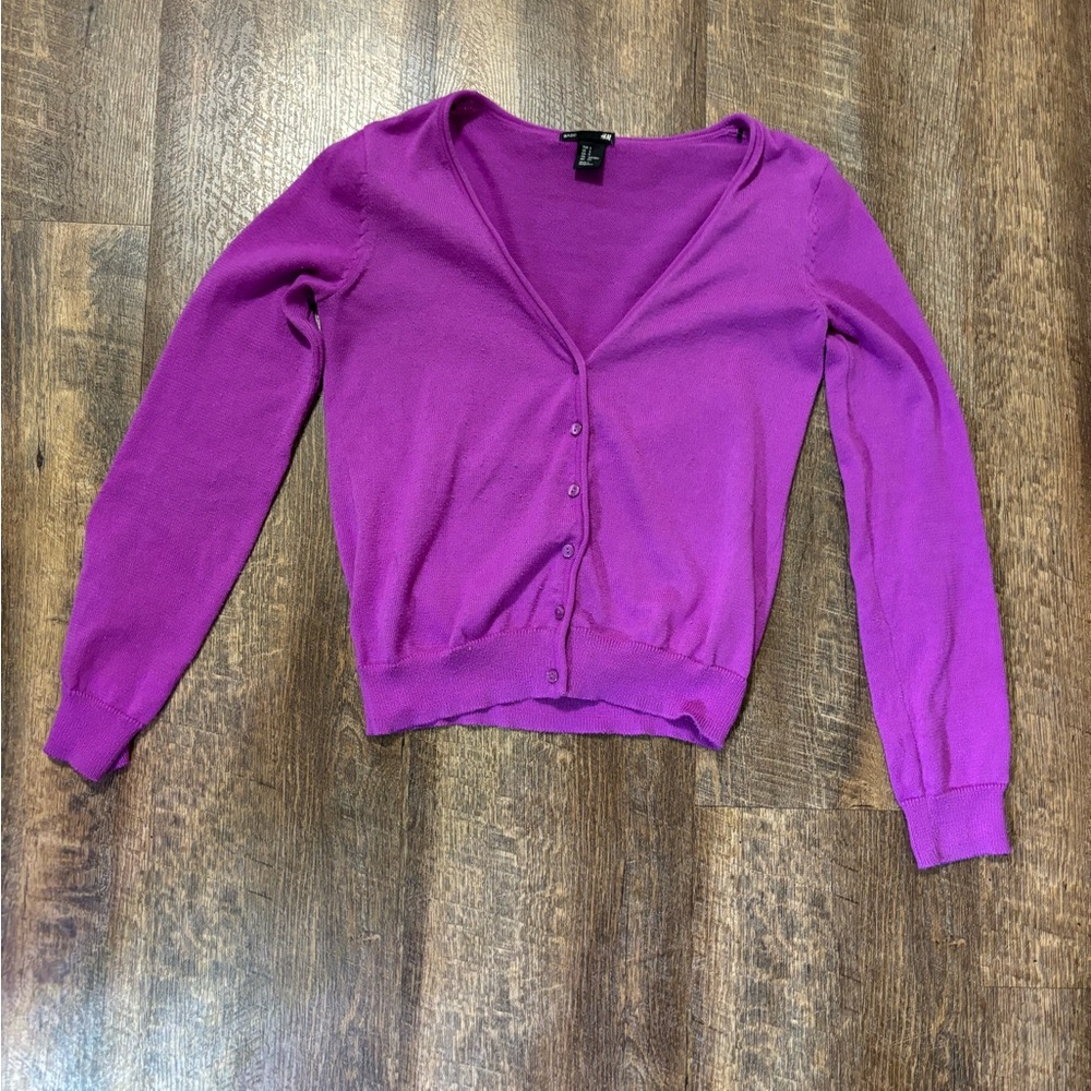 2011 Dark Magenta H&M V-Neck Cardigan